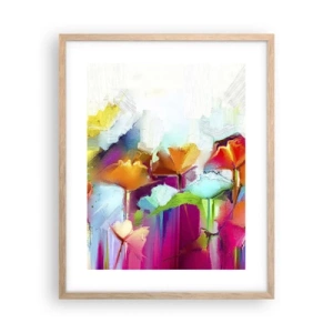 Een poster in een licht eiken lijst - De regenboog is tot bloei gekomen - 40x50 cm