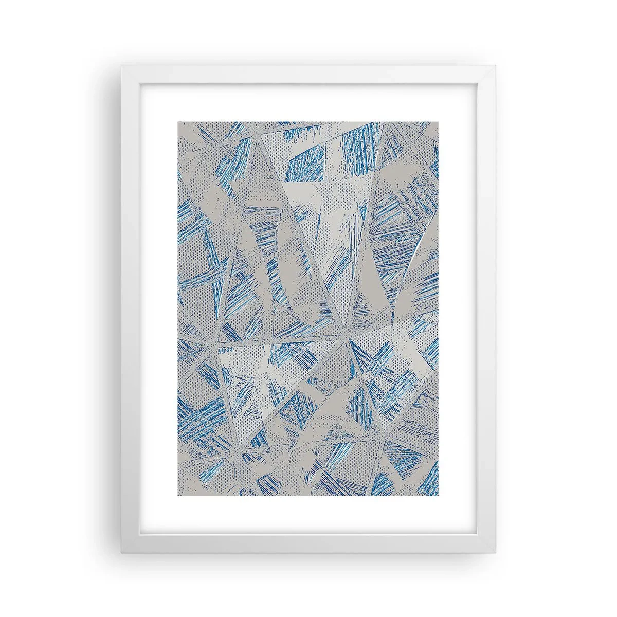 Poster in een witte lijst - In een blauwgrijs labyrint - 30x40 cm