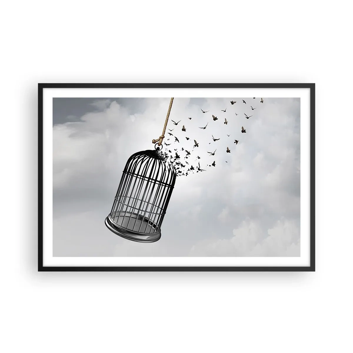 Poster in een zwarte lijst - Geloof ... Hoop ... Vrijheid! - 91x61 cm