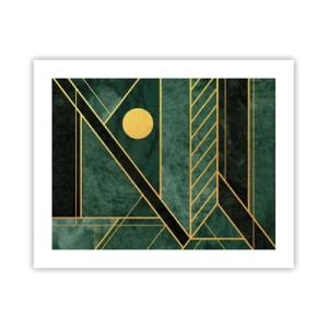 Poster - Dynamiek van goud en azuur - 50x40 cm