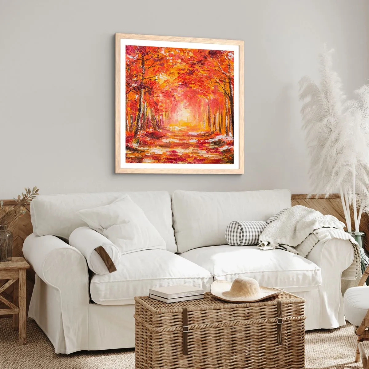 Een poster in een licht eiken lijst - Koperen bos - 30x30 cm