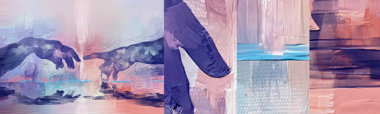 Fotobehang Monster Zelfklevend Deluxe Sticker - Goddelijke levensvonk - Handen, Michelangelo, Deel - 100x30 cm