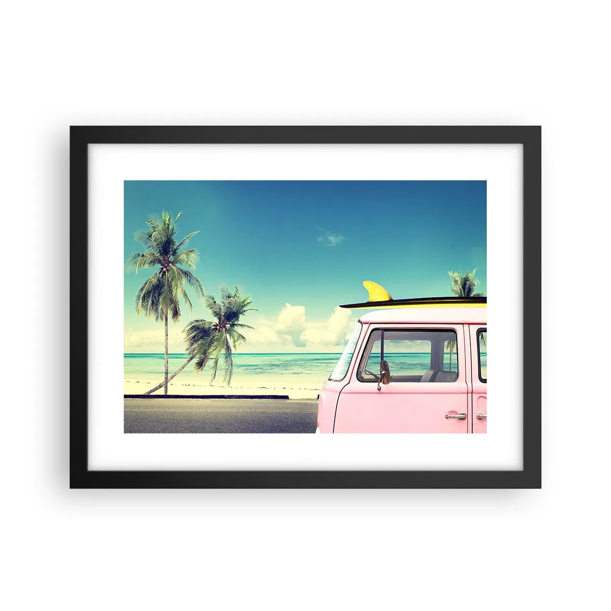 Poster in een zwarte lijst - Tijd om aan je vakantie te beginnen. - 40x30 cm