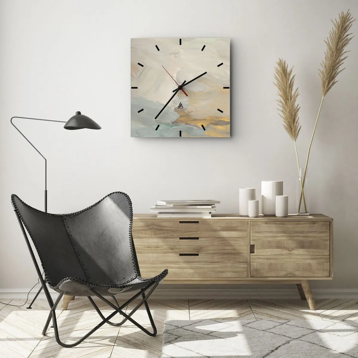 Wandklok - Klok - Abstractie – het land van zachtheid - 30x30 cm