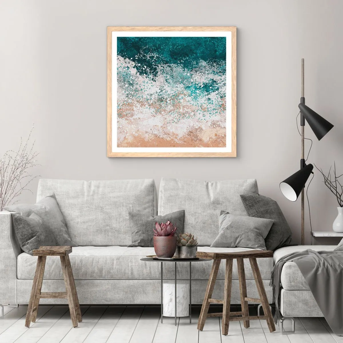 Een poster in een licht eiken lijst - Zeeverhalen - 40x40 cm