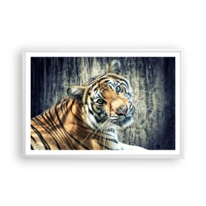 Poster in een witte lijst - Portret in stromen van licht - 91x61 cm