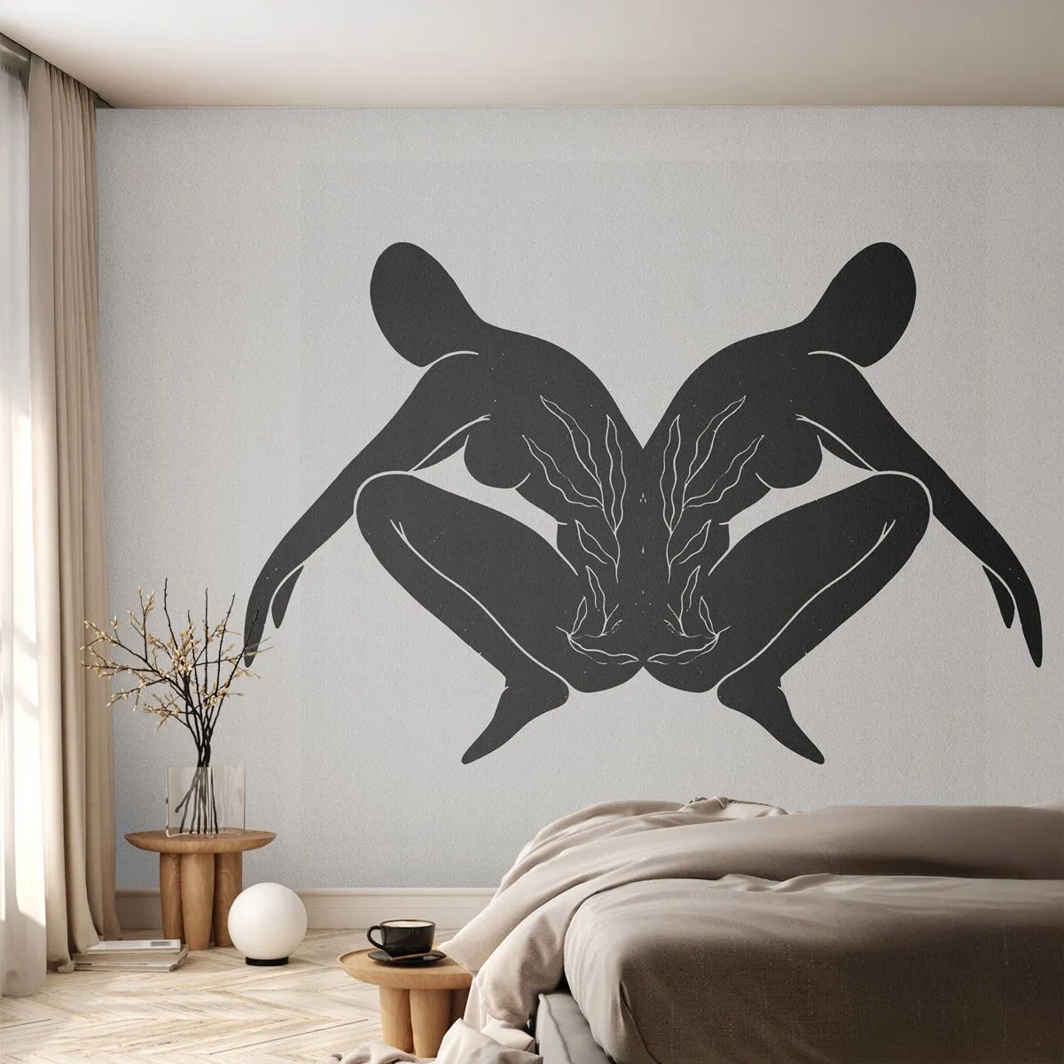 Fotobehang Standard Eco - Een gemeenschappelijke ziel - Mensen, Minimalistisch, Tweelingen - 150x105 cm