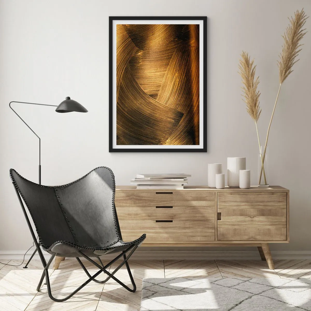 Poster in een zwarte lijst - In een gouden doolhof - 70x100 cm