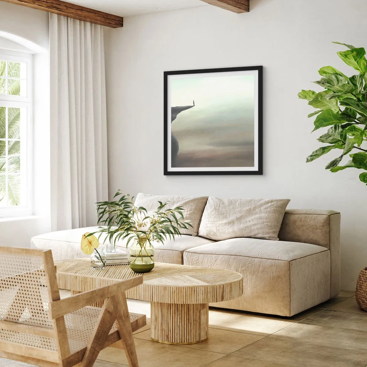 Poster in een zwarte lijst - Omhoog, natuurlijk! - 40x40 cm