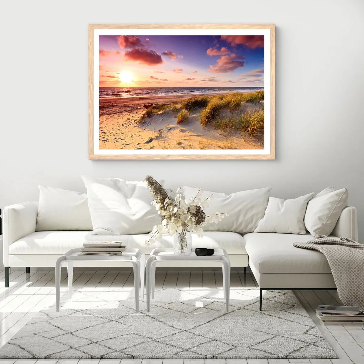 Een poster in een licht eiken lijst - De lucht ruikt al in de zomer - 100x70 cm