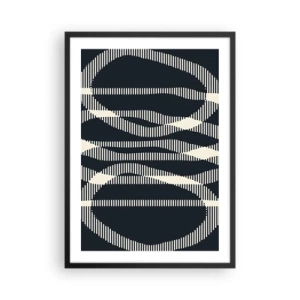 Poster in een zwarte lijst - Abstract geometrisch motief in tinten zwart en wit - 50x70cm - Een poging om de duisternis te doorbreken - Moderne wanddecoratie voor woonkamer en slaapkamer ARTTOR