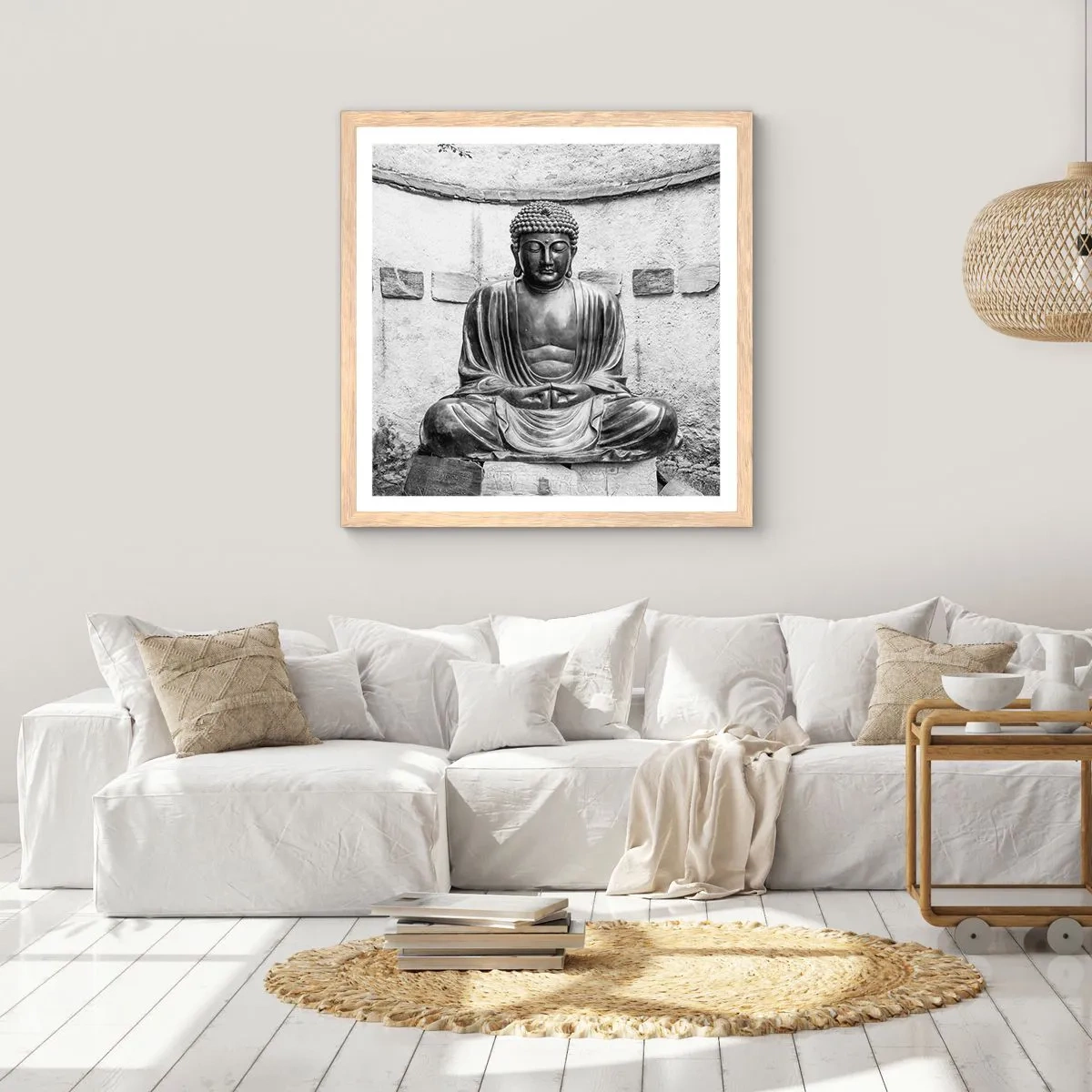 Een poster in een licht eiken lijst - Aan de bron van vrede - 60x60 cm