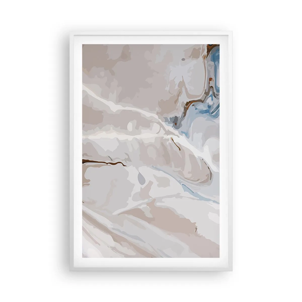 Poster in een witte lijst - Blauw kronkelt onder het wit - 61x91 cm