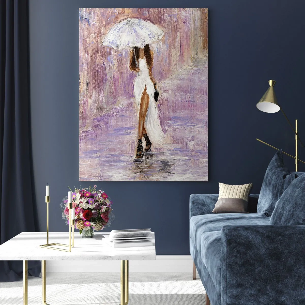 Schilderen op glas - In de lila regen - 50x70 cm