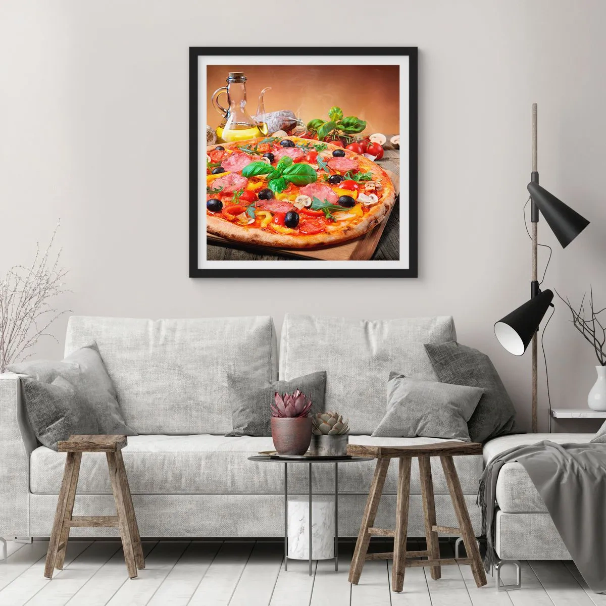 Poster in een zwarte lijst - Met echte Italiaanse smaak - 30x30 cm