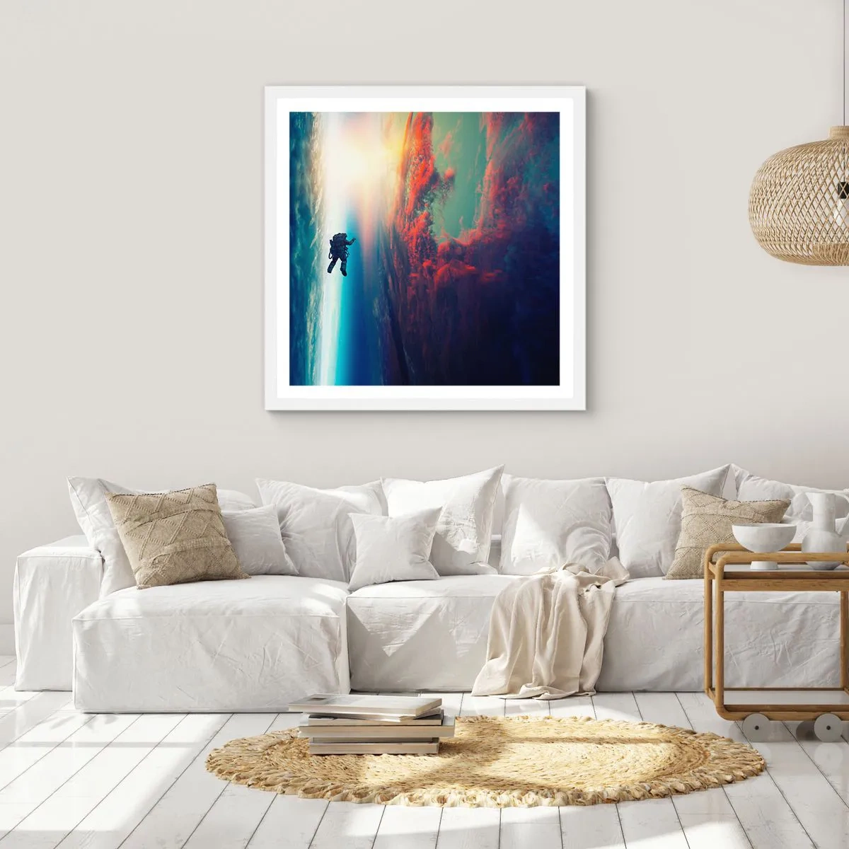 Poster in een witte lijst - Ga het universum tegemoet - 50x50 cm