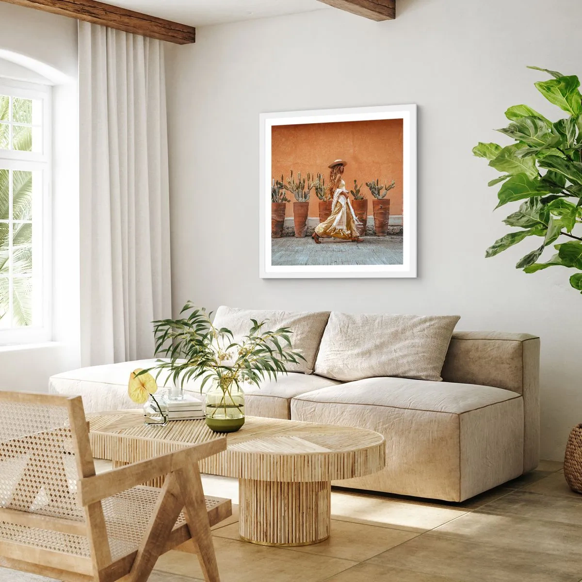 Poster in een witte lijst - Hippie-stijl - 60x60 cm