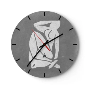 Wandklok - Klok - Silhouet van een zittende figuur in minimalistische vorm - 30x30cm - In reflectie - Moderne wanddecoratie voor woonkamer, keuken en slaapkamer ARTTOR