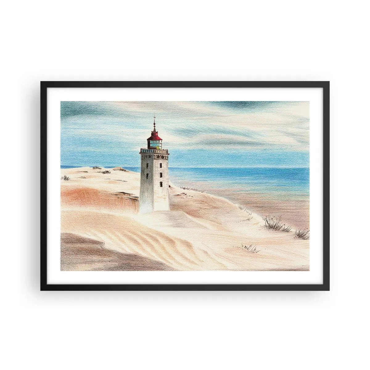 Poster in een zwarte lijst - Altijd staren naar de zee - 70x50 cm