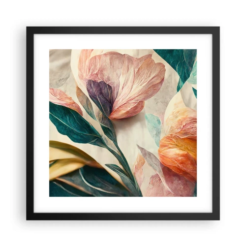 Poster in een zwarte lijst - Bloemen van de zuidelijke eilanden - 40x40 cm