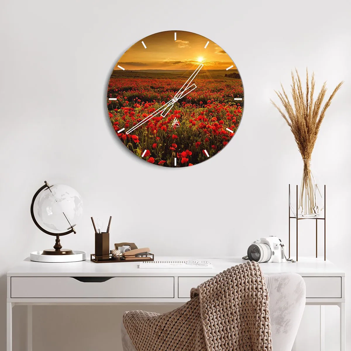 Wandklok - Klok - Tussen de golven van ruisende weiden, tussen de bloemen van de vloed - 40x40 cm