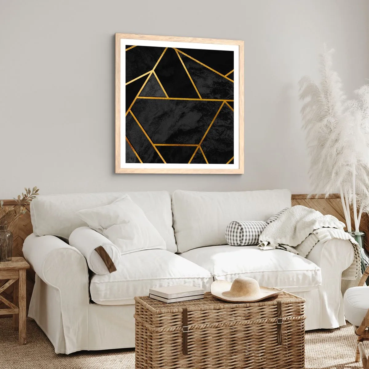 Een poster in een licht eiken lijst - Duisternis en glans - 40x40 cm