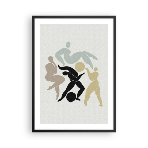 Poster in een zwarte lijst - Abstracte silhouetten van figuren in dynamische beweging - 50x70cm - Beweging voor gezondheid en schoonheid - Moderne wanddecoratie voor woonkamer en slaapkamer ARTTOR
