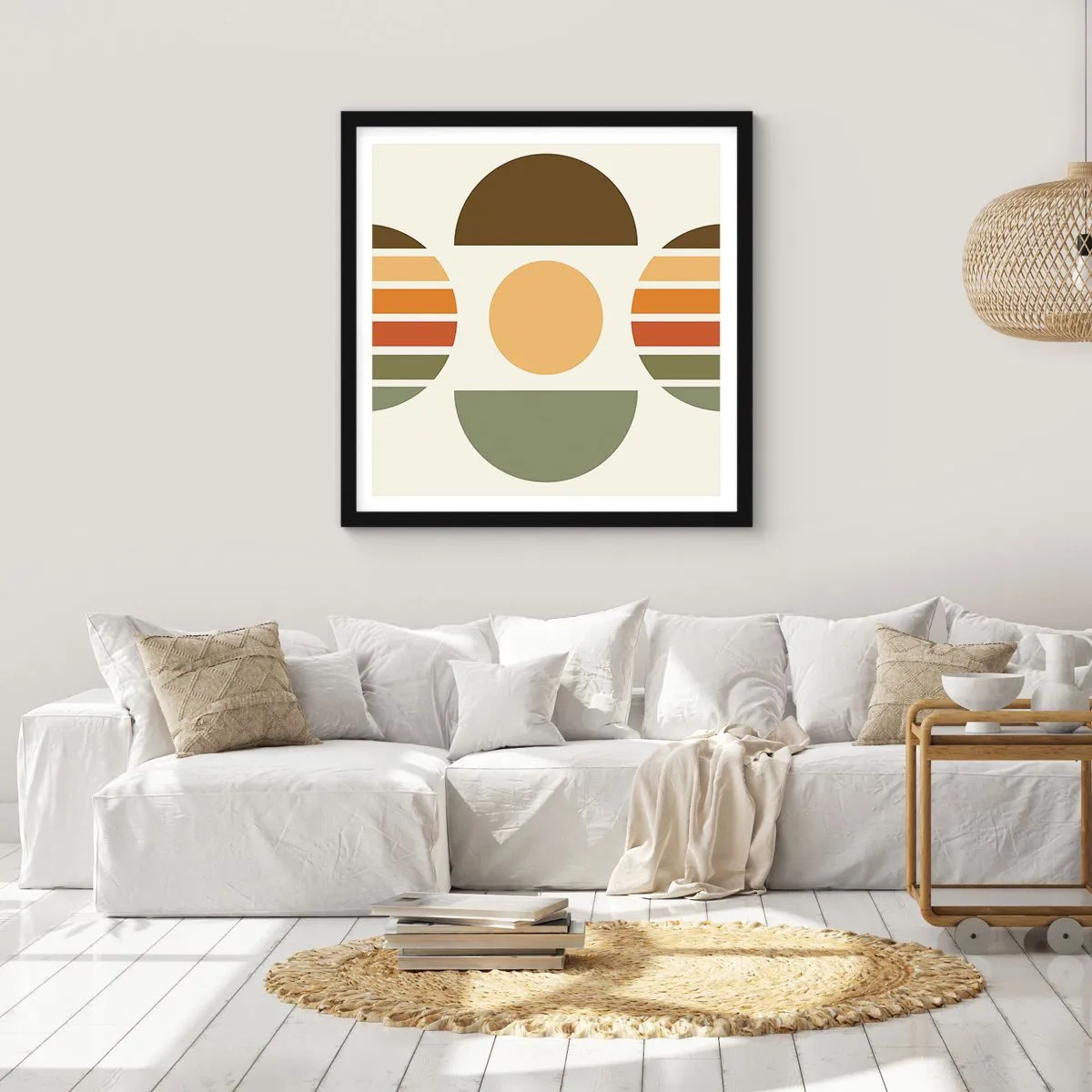 Poster in een zwarte lijst - In aardetinten - 30x30 cm
