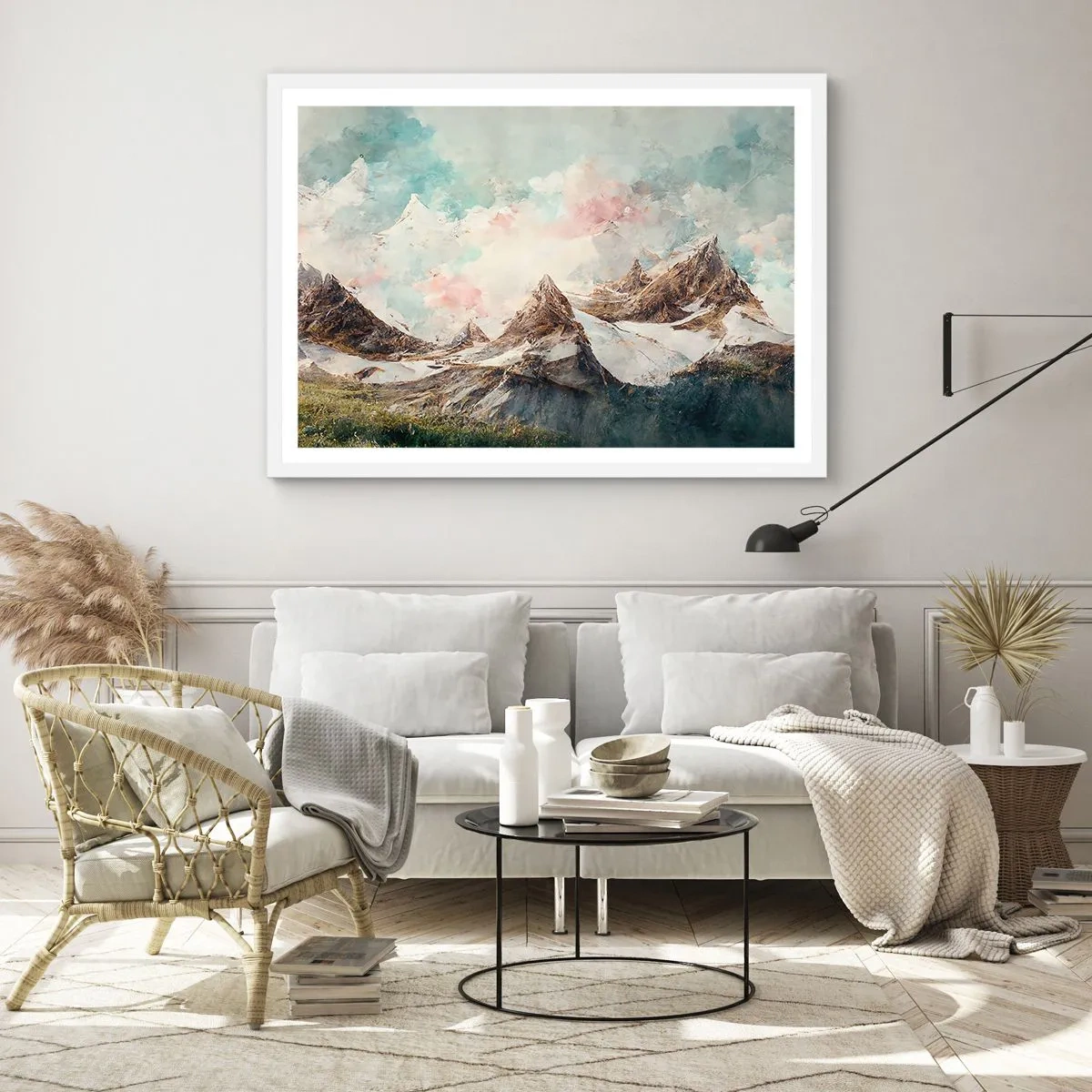Poster in een witte lijst - Rotsbladen - 100x70 cm