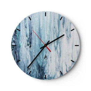 Wandklok - Klok - Abstracte waterval in blauwtinten - 30x30cm - Blauwe ijspegels - Moderne wanddecoratie voor woonkamer, keuken en slaapkamer ARTTOR