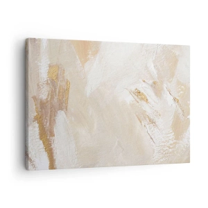 Schilderen op canvas - Delicate abstracte tinten in beige en goudtinten - 70x50cm - Pastelkleurige compositie - Moderne wanddecoratie voor woonkamer en slaapkamer ARTTOR