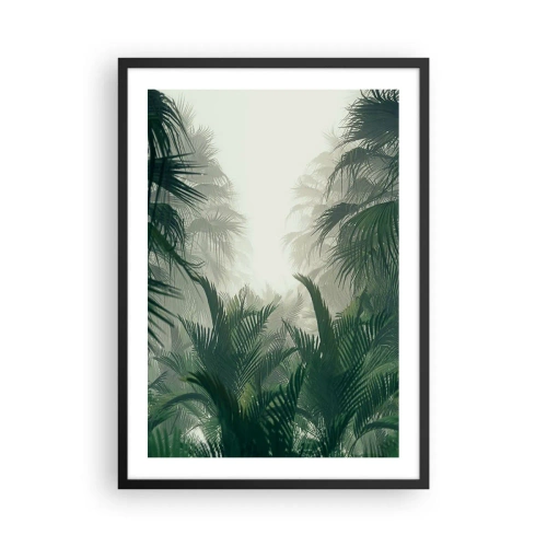 Poster in een zwarte lijst - Tropische vegetatie in een mistige omgeving - 50x70cm - Tropisch mysterie - Moderne wanddecoratie voor woonkamer en slaapkamer ARTTOR