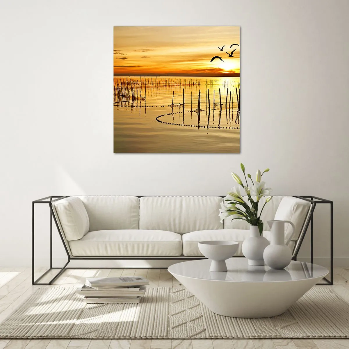 Schilderen op glas - In de visserij - 70x70 cm