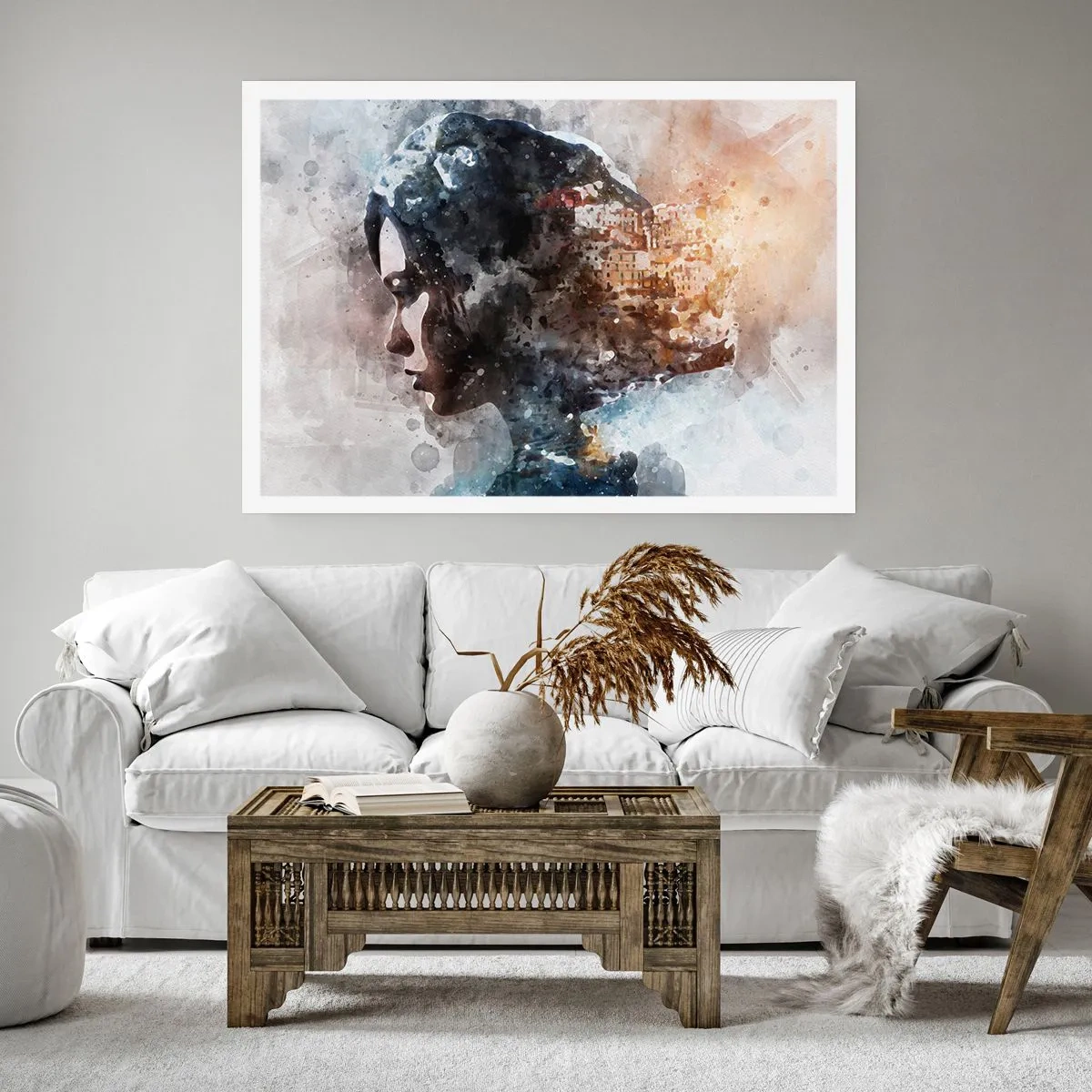 Poster - Een verhaal over een meisje met een stad op de achtergrond - 100x70 cm
