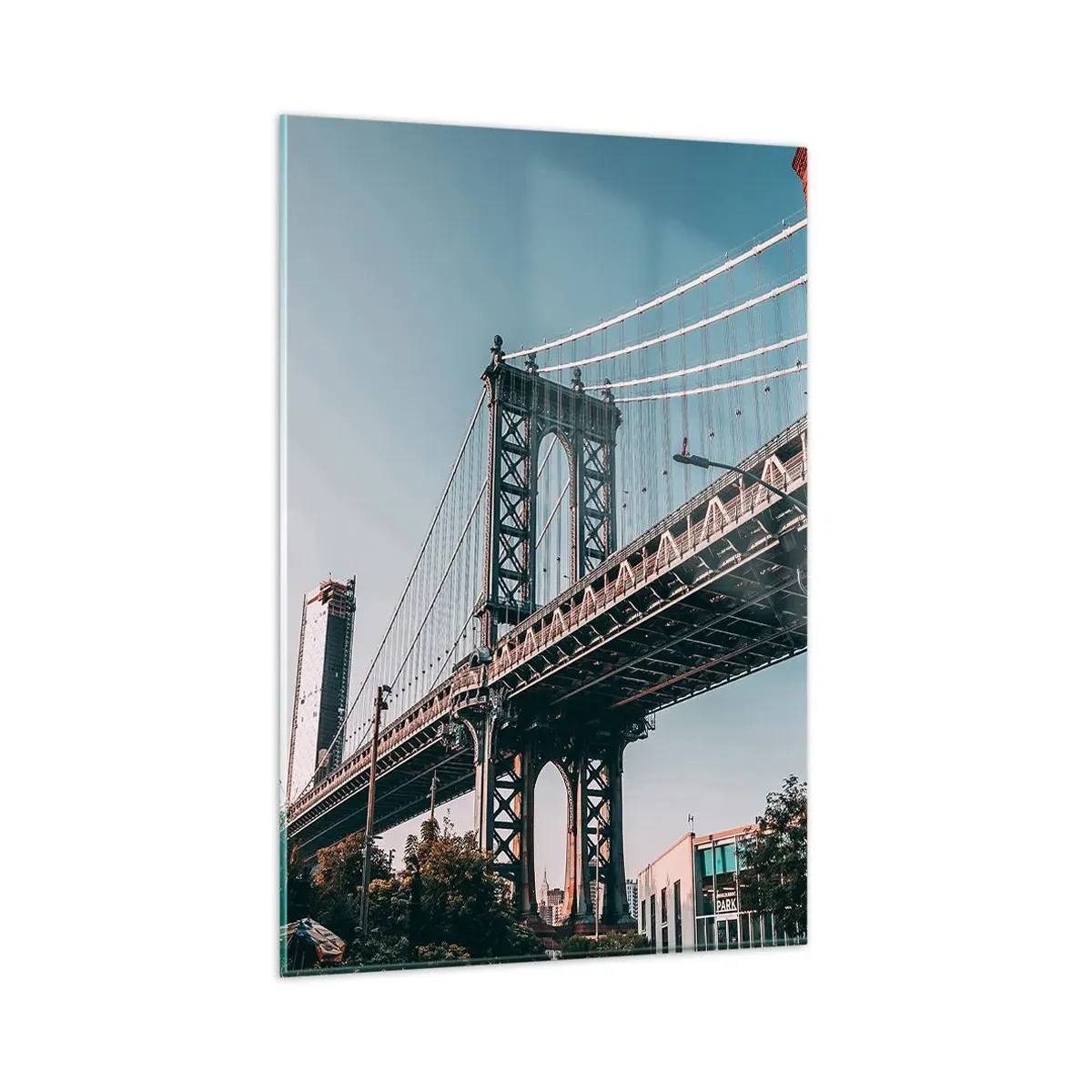 Schilderen op glas - Over de golven van de stad - 80x120 cm