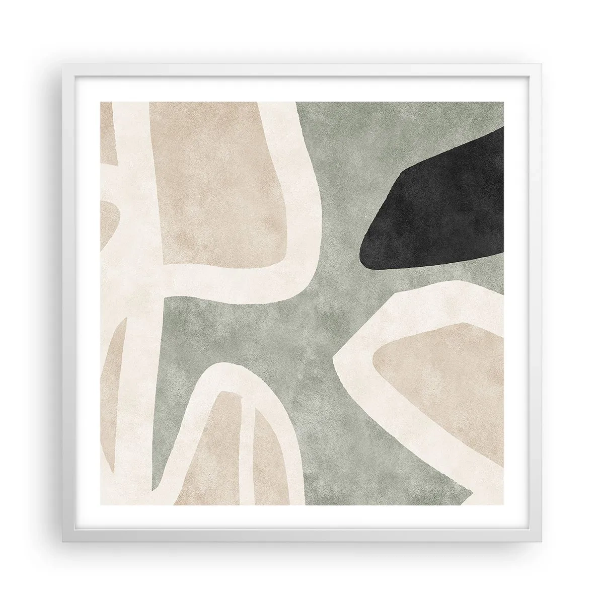 Poster in een witte lijst - Compositie met een zwart motief - 60x60 cm