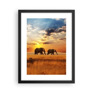 Poster in een zwarte lijst - Familie wandeling - 30x40 cm