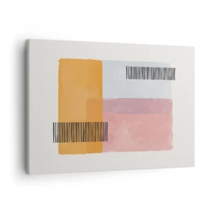 Schilderen op canvas - Geometrie in pastelkleuren met lijnen op een lichte achtergrond - 70x50cm - Van hoek tot hoek - Moderne wanddecoratie voor woonkamer en slaapkamer ARTTOR