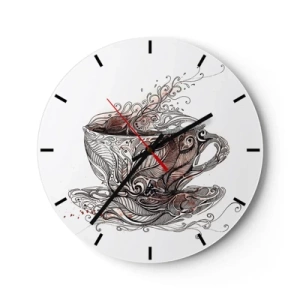 Wandklok - Klok - Een kopje koffie met een artistiek patroon - 30x30cm - Thee voor alles - Moderne wanddecoratie voor woonkamer, keuken en slaapkamer ARTTOR