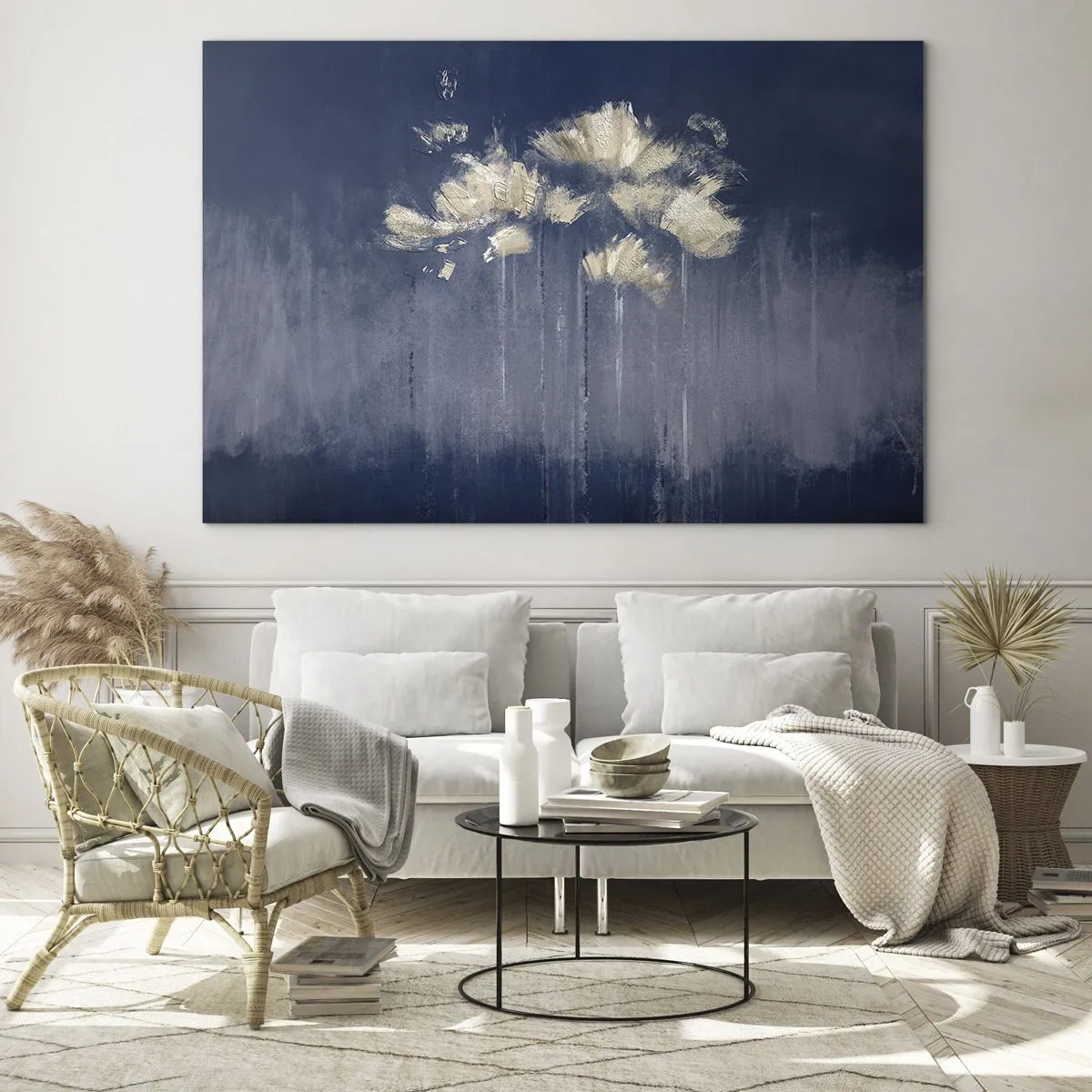 Schilderen op glas - Als bloemblaadjes in de wind - 100x70 cm
