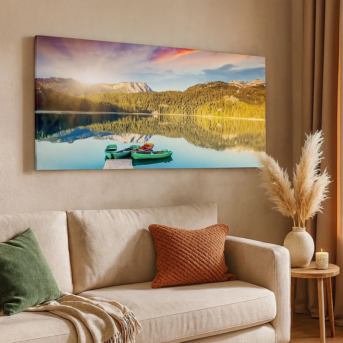 Schilderen op canvas - Over het water zo glad als een spiegel - 100x40 cm