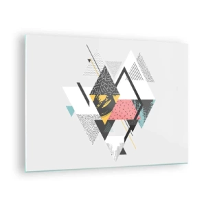 Schilderen op glas - Abstracte geometrische compositie met driehoeken en ruiten - 70x50cm - Variatie op driehoek en ruit - Moderne wanddecoratie voor woonkamer en slaapkamer ARTTOR