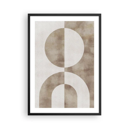 Poster in een zwarte lijst - Geometrische abstractie in warme beige tinten - 50x70cm - Gelijkenissen en verschillen - Moderne wanddecoratie voor woonkamer en slaapkamer ARTTOR