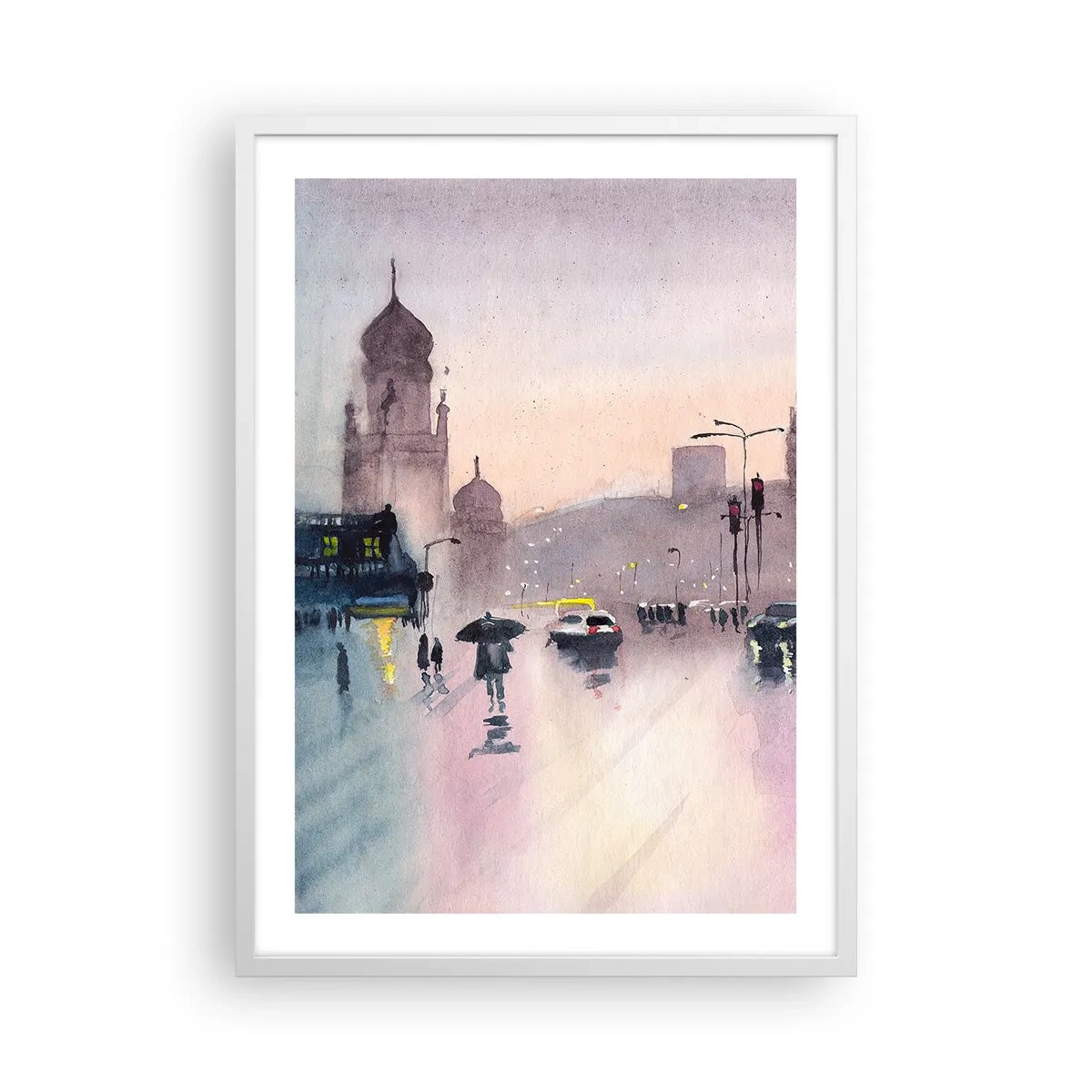 Poster in een witte lijst - In de regenachtige nevel - 50x70 cm