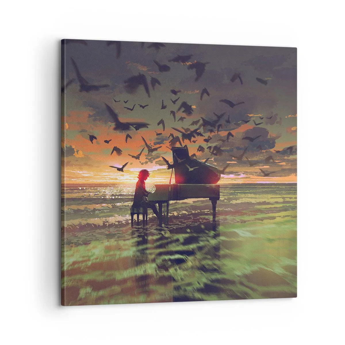 Schilderen op canvas - Concert voor piano en golven - 60x60 cm