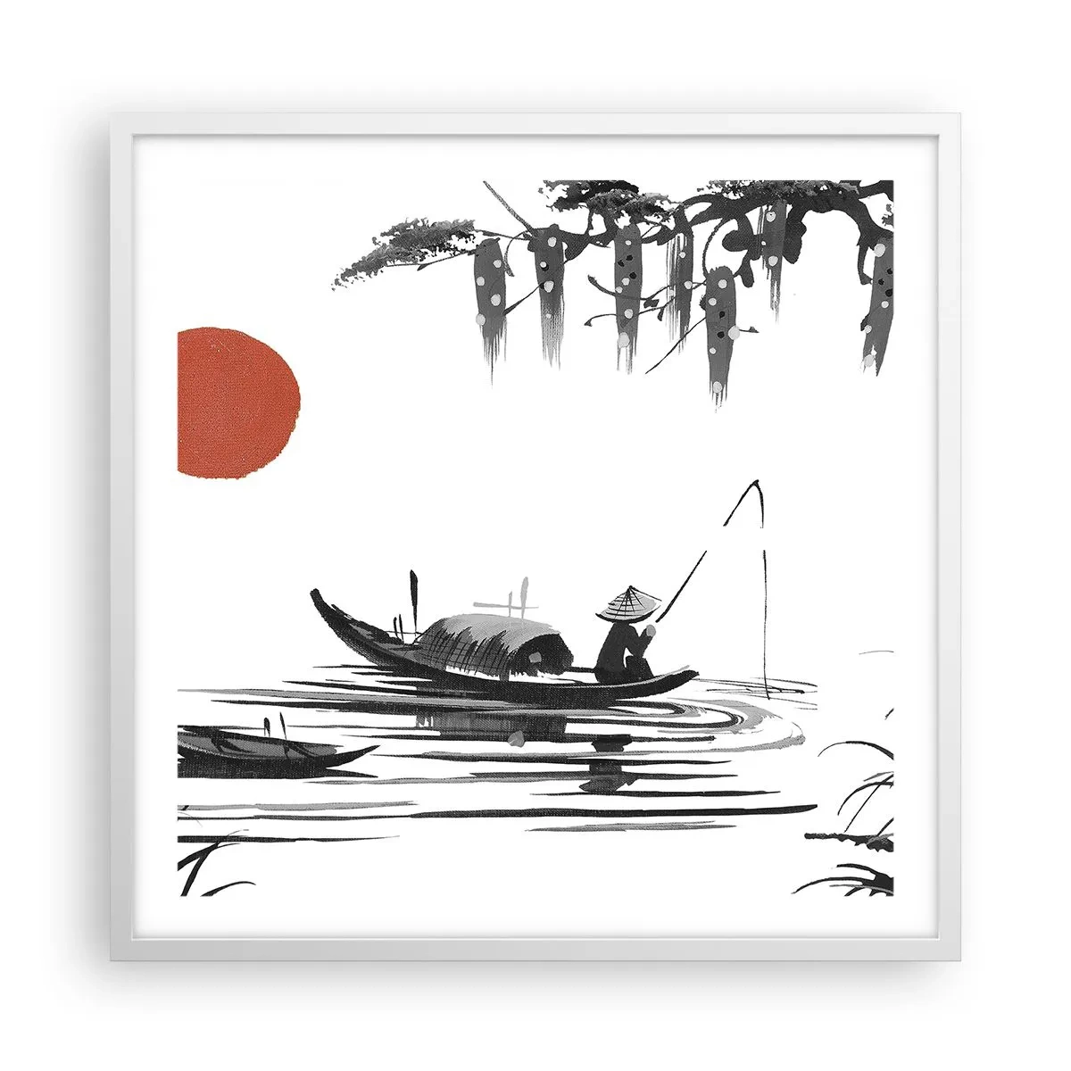 Poster in een witte lijst - Aziatische middag - 60x60 cm