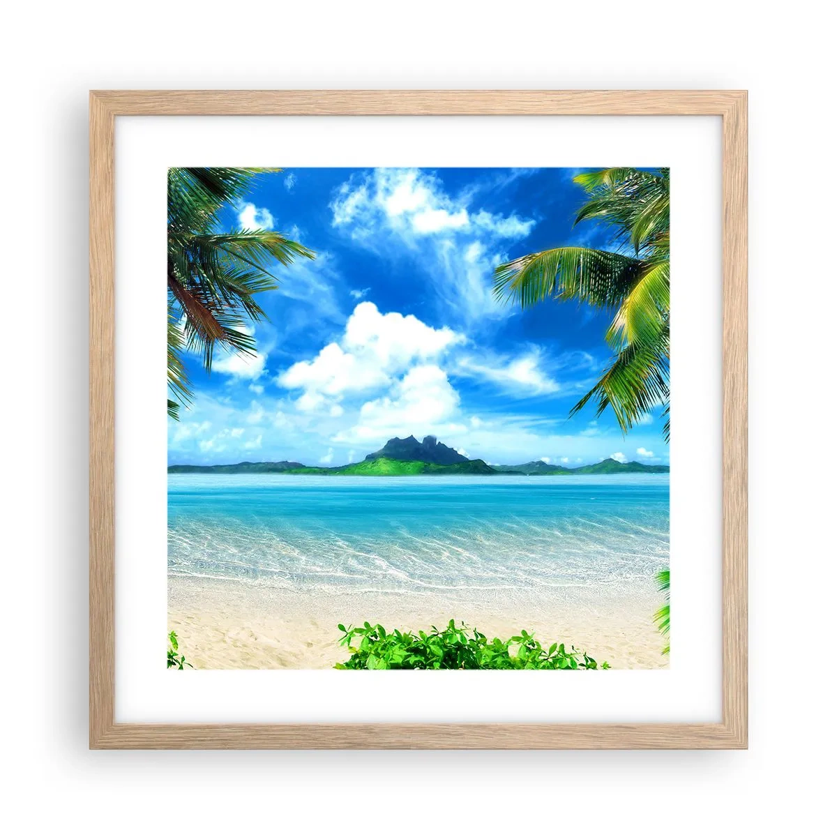 Een poster in een licht eiken lijst - Het azuur van de tropen - 40x40 cm