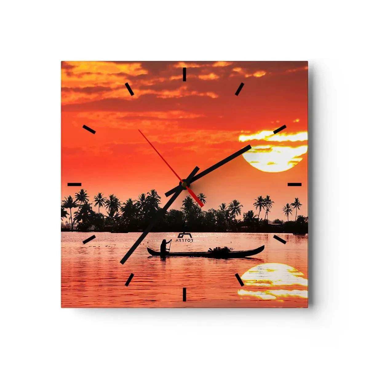 Wandklok - Klok - De rust van de tropen bij zonsondergang - 30x30 cm