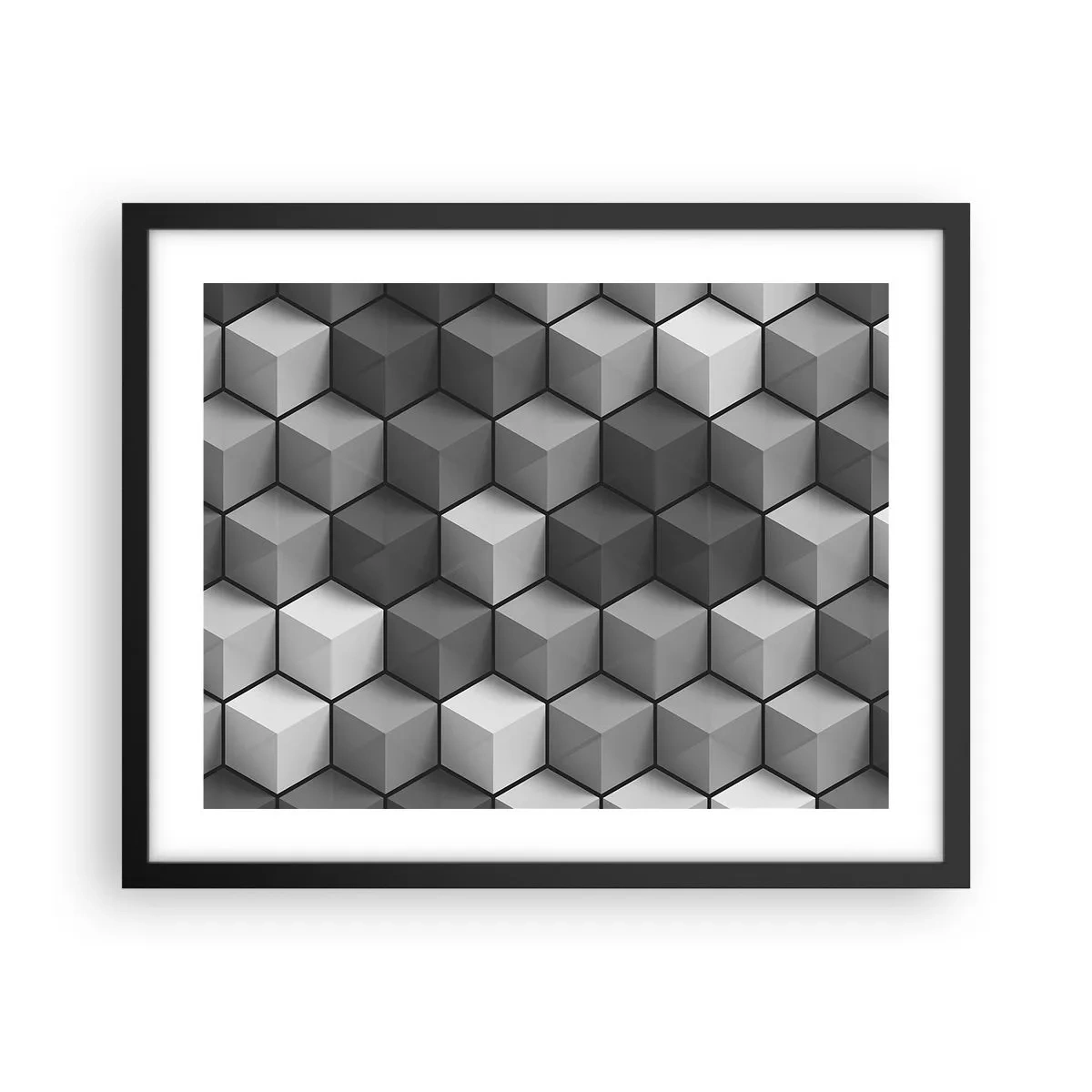 Poster in een zwarte lijst - Kubistische puzzel - 50x40 cm