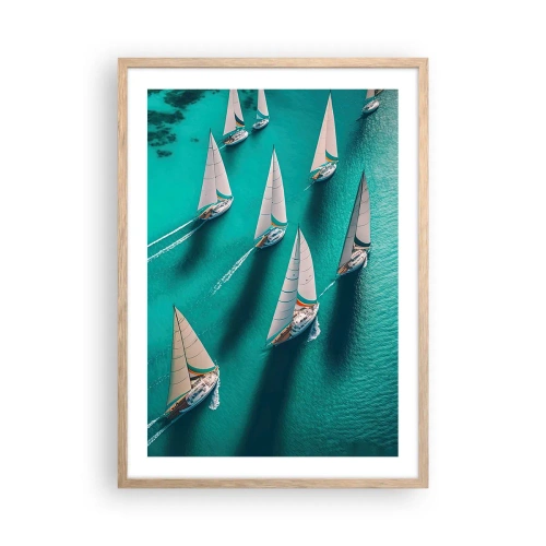 Een poster in een licht eiken lijst - In een wedstrijd met de wind - 50x70 cm